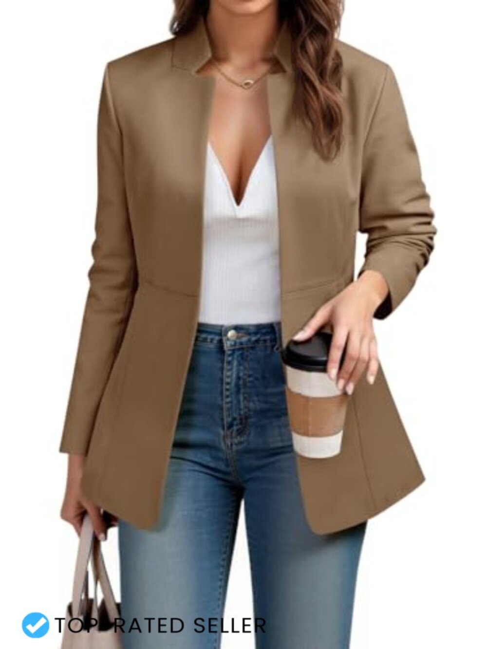 Womens Business Blazer Long Sleeve Open Front Notch Lapel Jacket